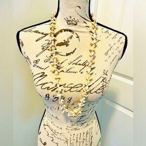 Vintage Cowrie Sea Shell NECKLACE Long Heavy 32” Hawaiian Lei, Ethnic Necklace